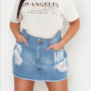 Boohoo distressed denim skirt